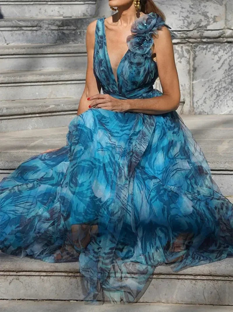 Léna™ - Peacock Blue Maxi Dress